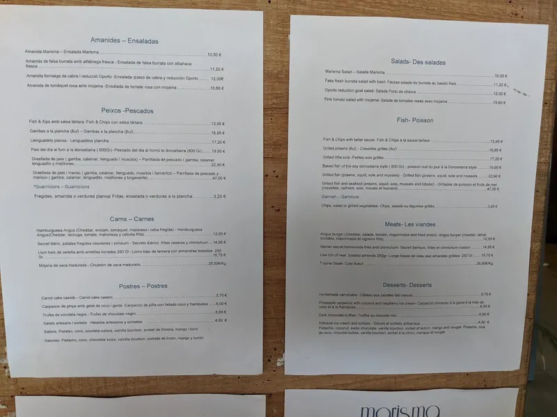 menu 2 of Restaurant Marisma Barceloneta