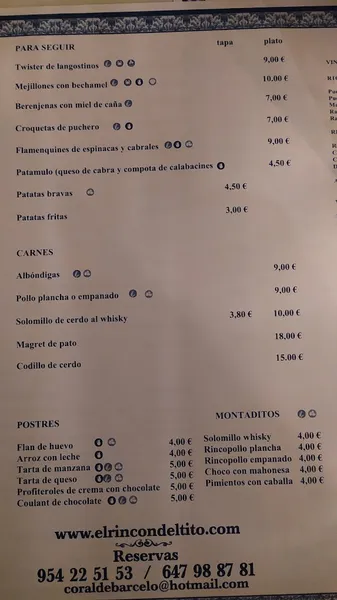 menu 2 of El Rincón del Tito