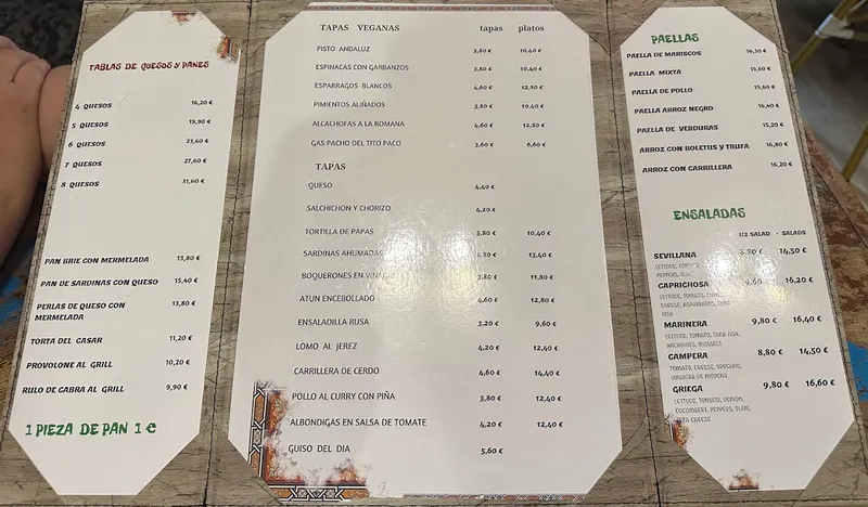 menu 1 of El Librero Tapas Y Quesos