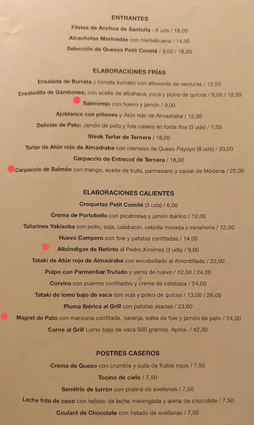 menu 0 of Petit Comité