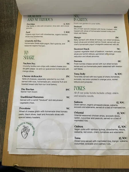 menu 1 of Sec Brunch