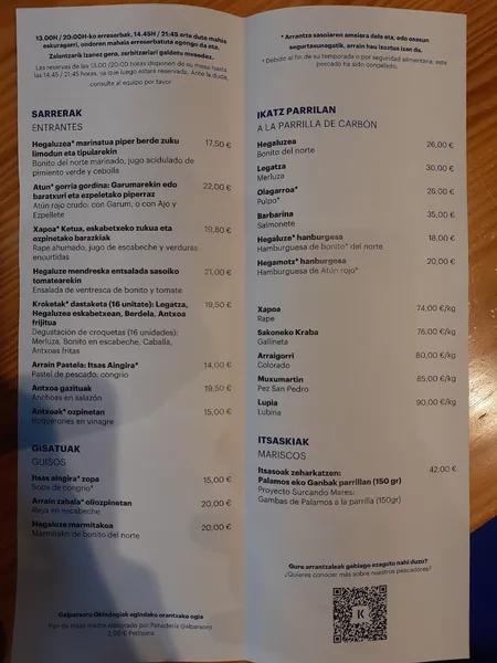 menu 0 of Restaurante Kofradia - Itsas Etxea