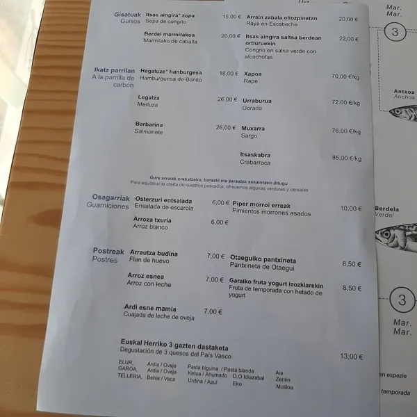 menu 2 of Restaurante Kofradia - Itsas Etxea