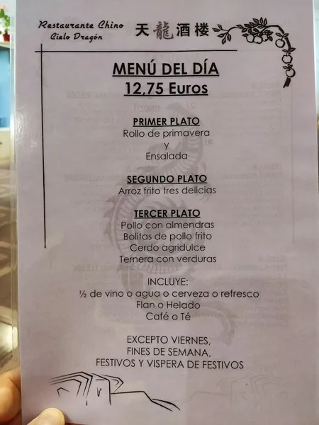 menu 1 of Restaurante Cielo Dragón