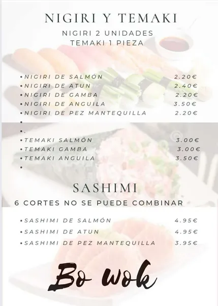 menu 2 of Bo Wok