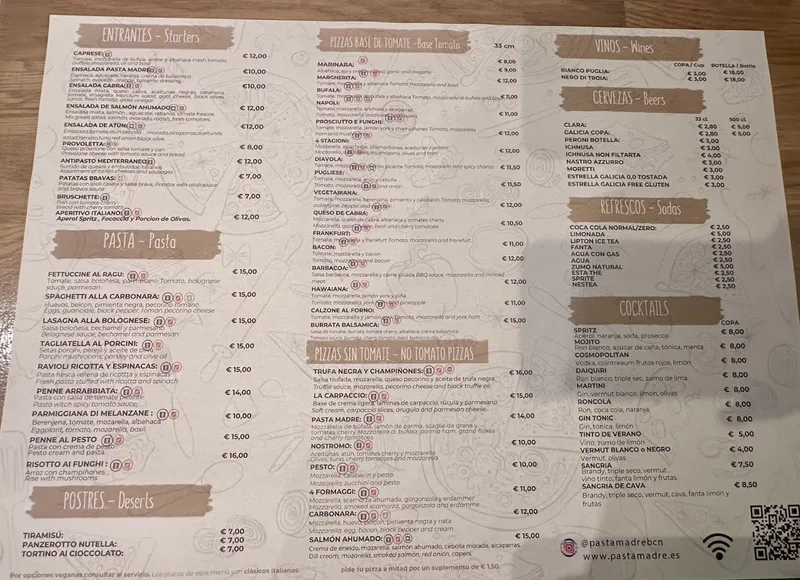 menu 0 of Pasta Madre