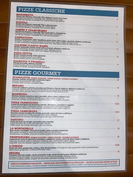 menu 0 of Da Nanni Trattoria & Pizzeria - Tallers69