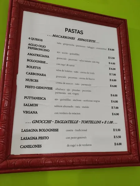 menu 1 of La Glotonería Italiana