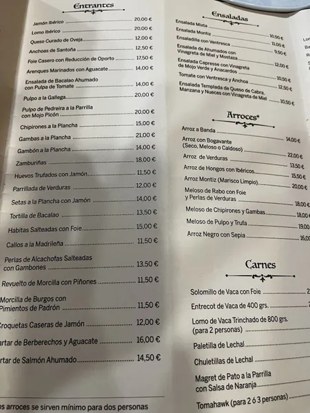 menu 1 of El Mercado de Montiz