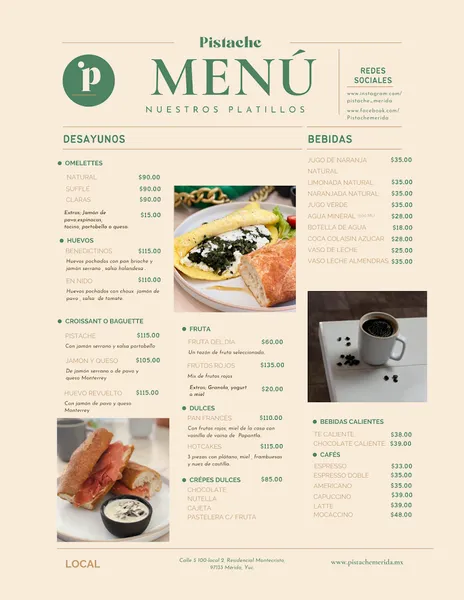 menu 1 of Pistache Mérida, un toque de Francia en Merida