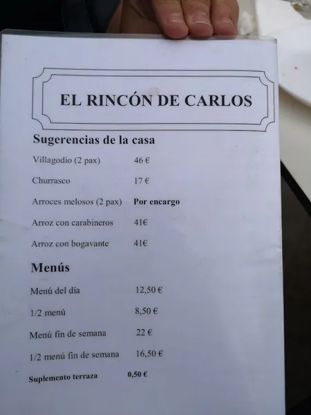 menu 1 of El Rincón de Carlos