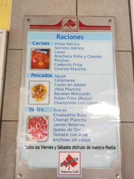 menu 0 of Café Bar Don Paco