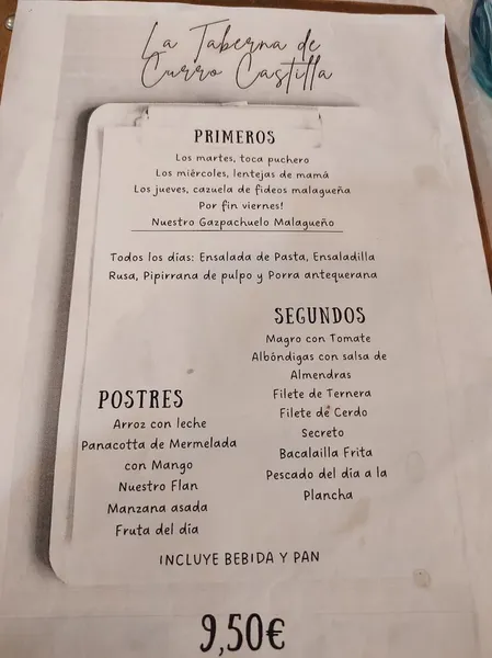 menu 0 of Restaurante La Taberna de Curro Castilla