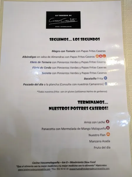 menu 1 of Restaurante La Taberna de Curro Castilla