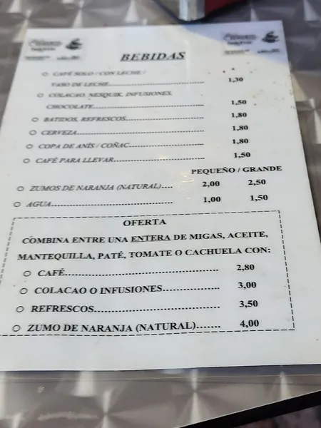 menu 0 of Restaurante Desayunos Venero