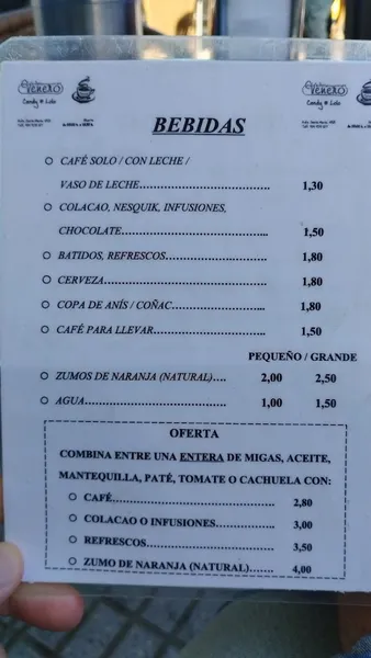 menu 1 of Restaurante Desayunos Venero