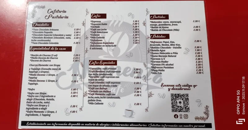 menu 0 of Momento café