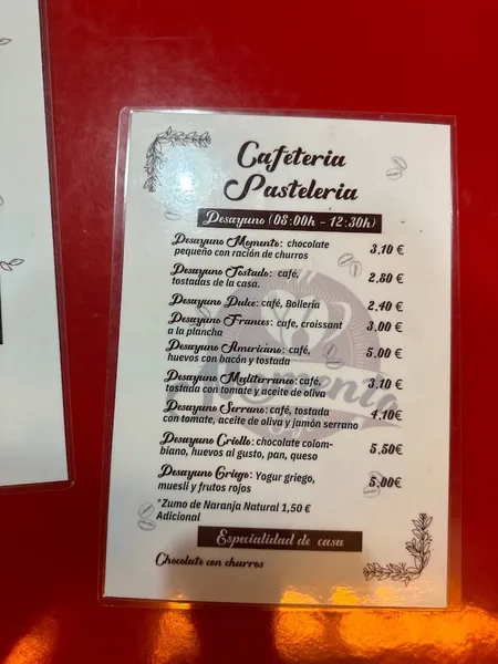 menu 2 of Momento café