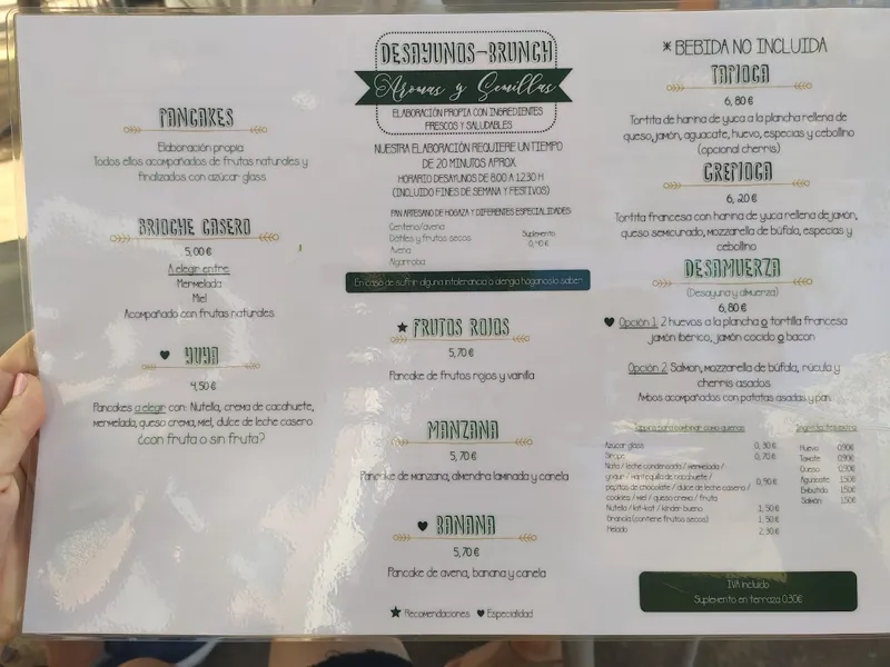 menu 1 of Aromas y Semillas- Obrador-Café-Zumos