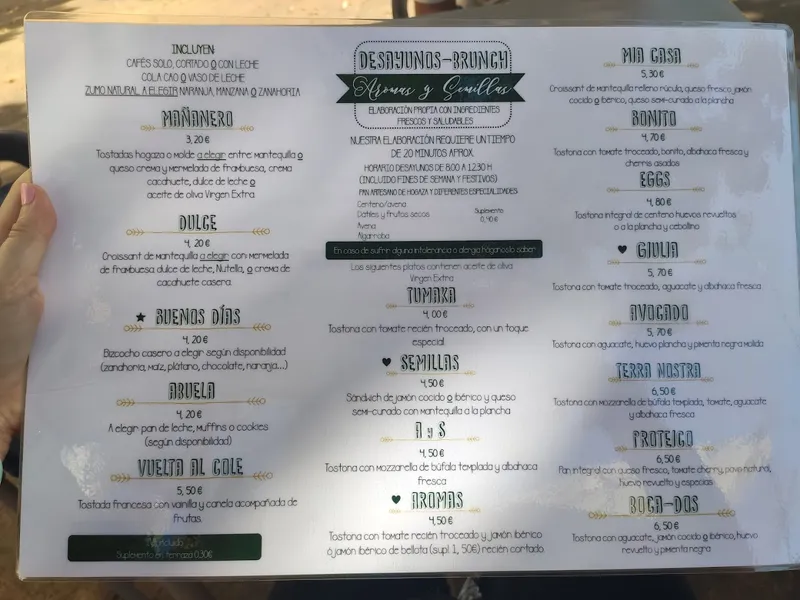 menu 2 of Aromas y Semillas- Obrador-Café-Zumos