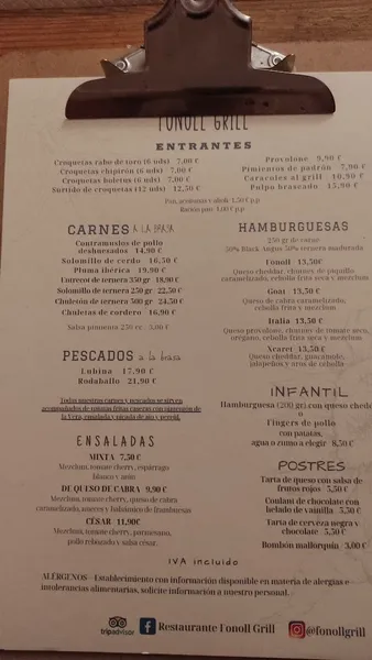 menu 1 of Restaurante FONOLL GRILL