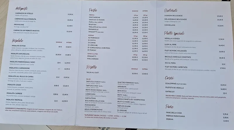 menu 0 of Il Capannone Tarragona