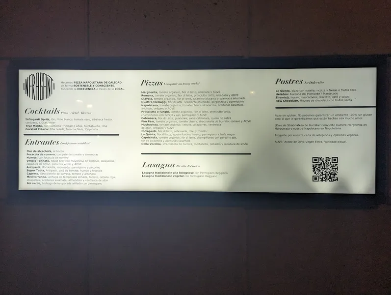 menu 2 of Infraganti Pizza Bar