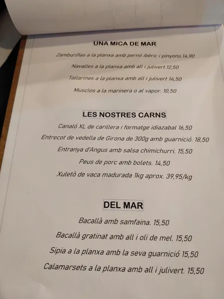 menu 0 of L'Antic Colmado