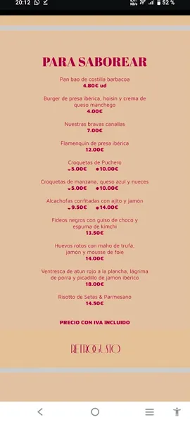 menu 2 of Retrogusto