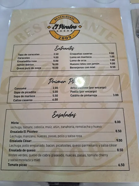 menu 0 of Restaurante Taperia "El Picoteo"