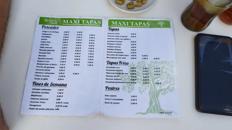 menu 0 of Tapería Los Olivos
