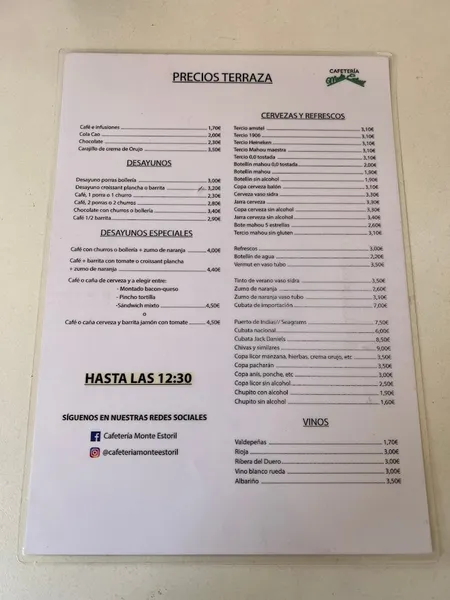 menu 0 of Cafetería Monte Estoril