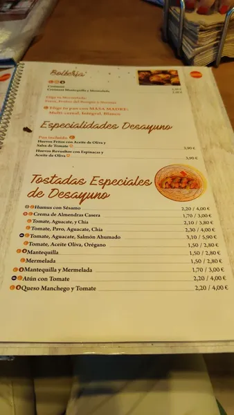 menu 1 of Cafetería d'Sano