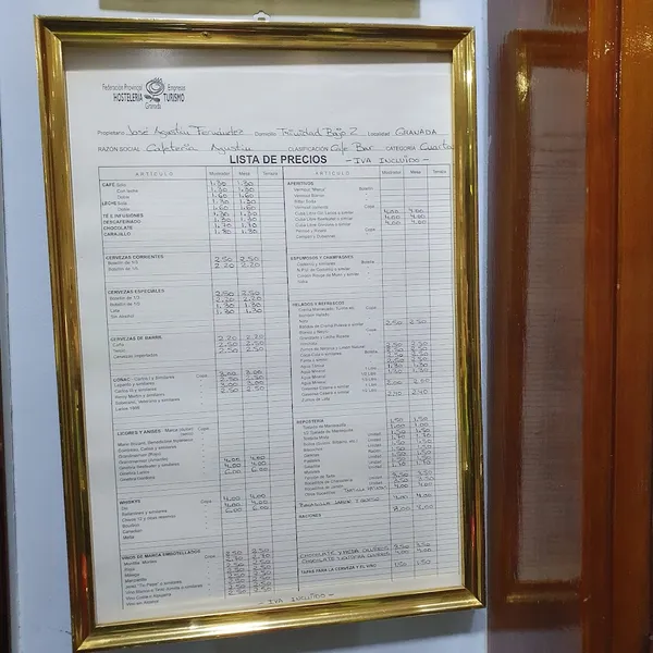 menu 0 of Cafetería Agustín