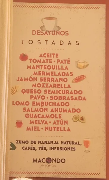 menu 1 of Bar Macondo Granada