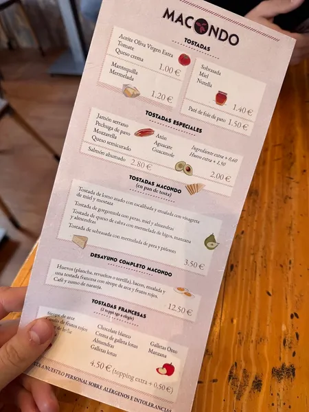 menu 2 of Bar Macondo Granada