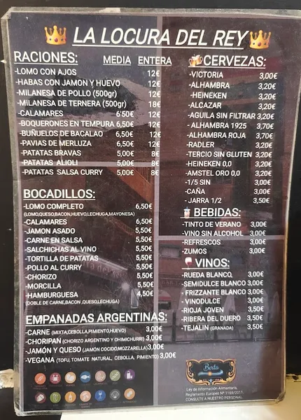 menu 0 of La Locura Del Rey