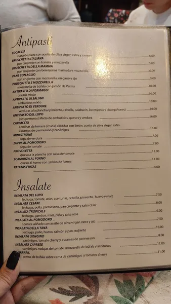 menu 2 of Ristorante Pizzeria La Tana Del Lupo