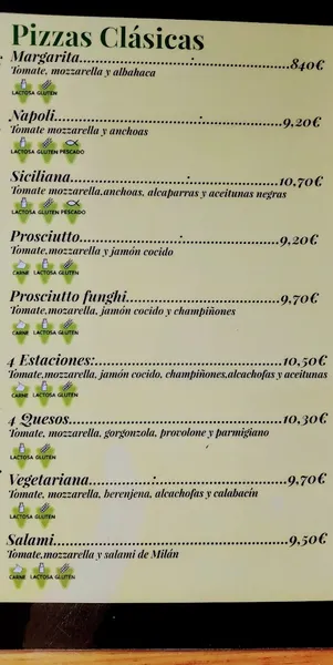 menu 0 of Arte In Farina