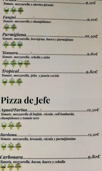 menu 1 of Arte In Farina