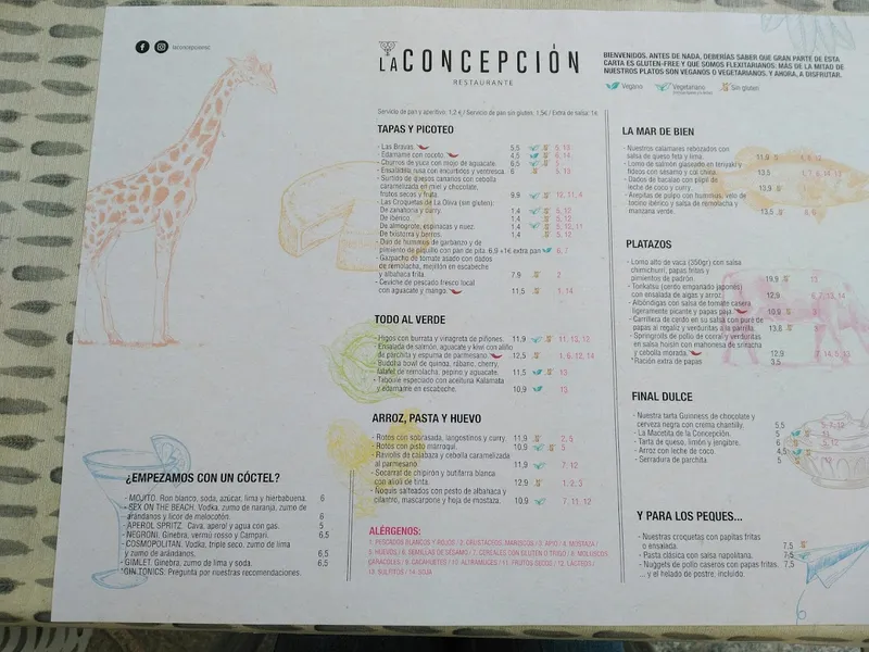 menu 1 of La Concepcion