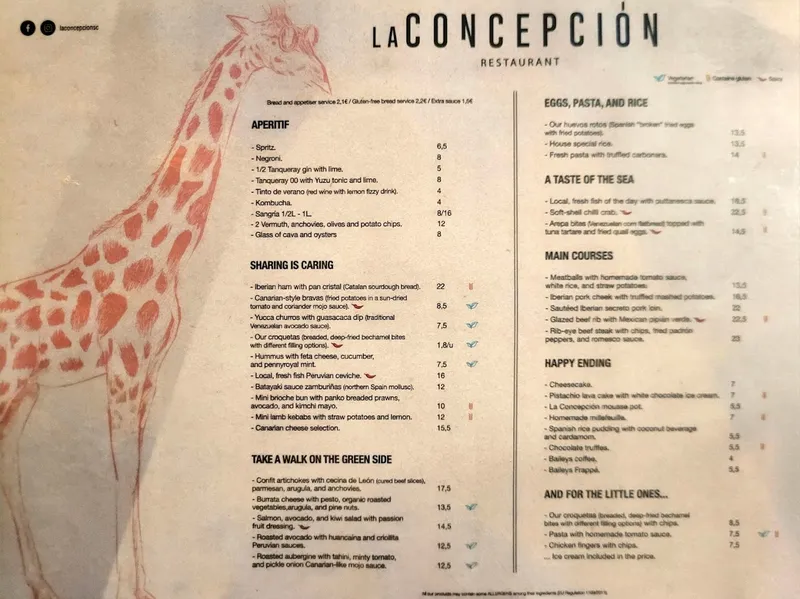 menu 2 of La Concepcion
