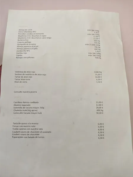 menu 1 of El Pasaje de Zabalburu