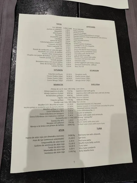 menu 2 of El Pasaje de Zabalburu