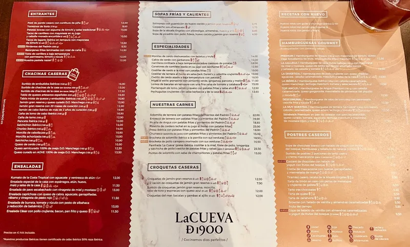 menu 0 of La Cueva de 1900 / Caleta