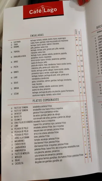 menu 1 of Café Lago Bilbao