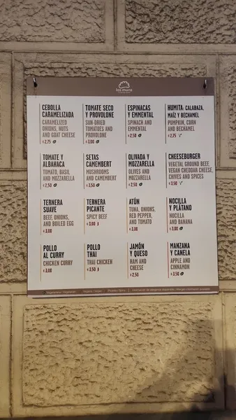 menu 2 of Las Muns
