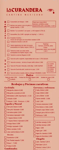 menu 0 of La Curandera Barceloneta