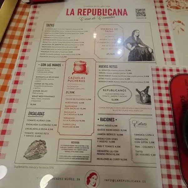 menu 2 of La Republicana