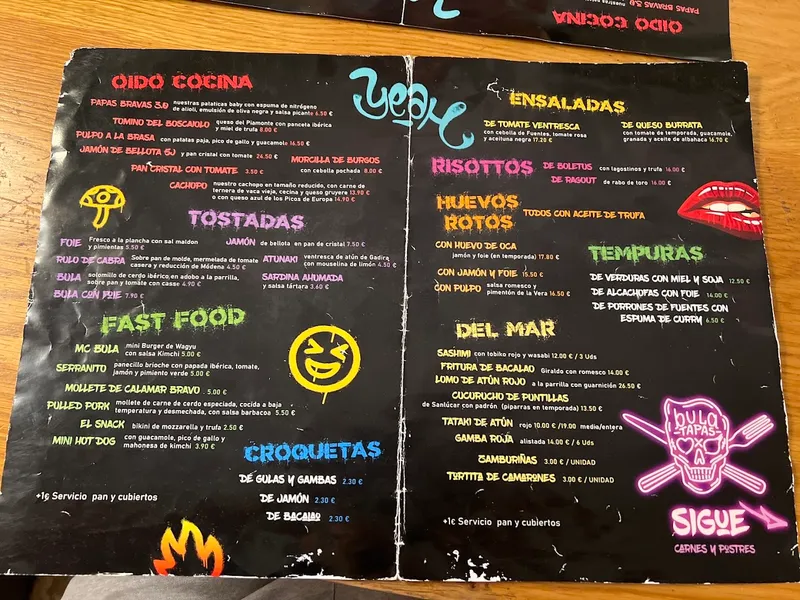 menu 0 of Bula del Tubo